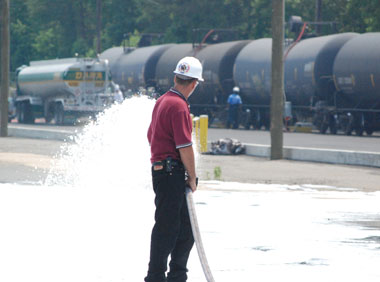 Fireman training HAZMAT