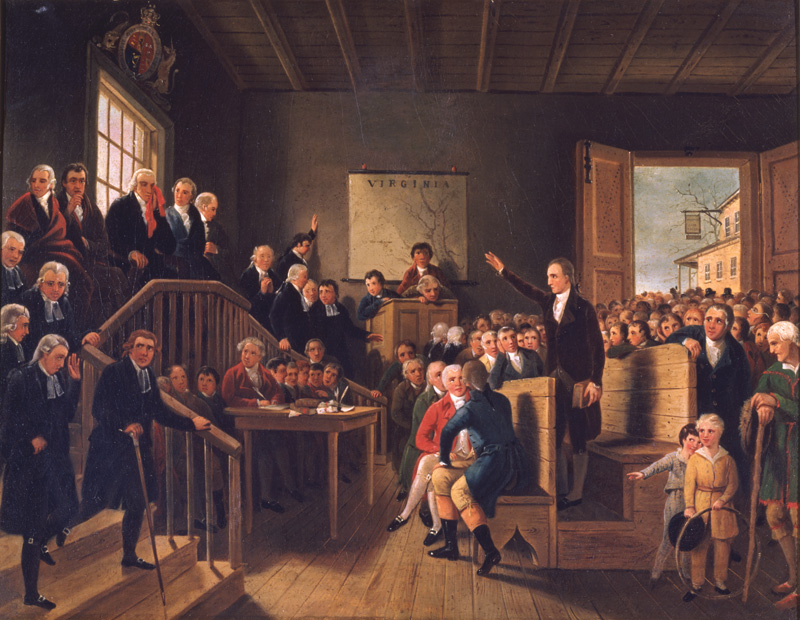 Patrick Henry Arguing the Parson’s Cause at Hanover County Courthouse, by George Cook c. 1834